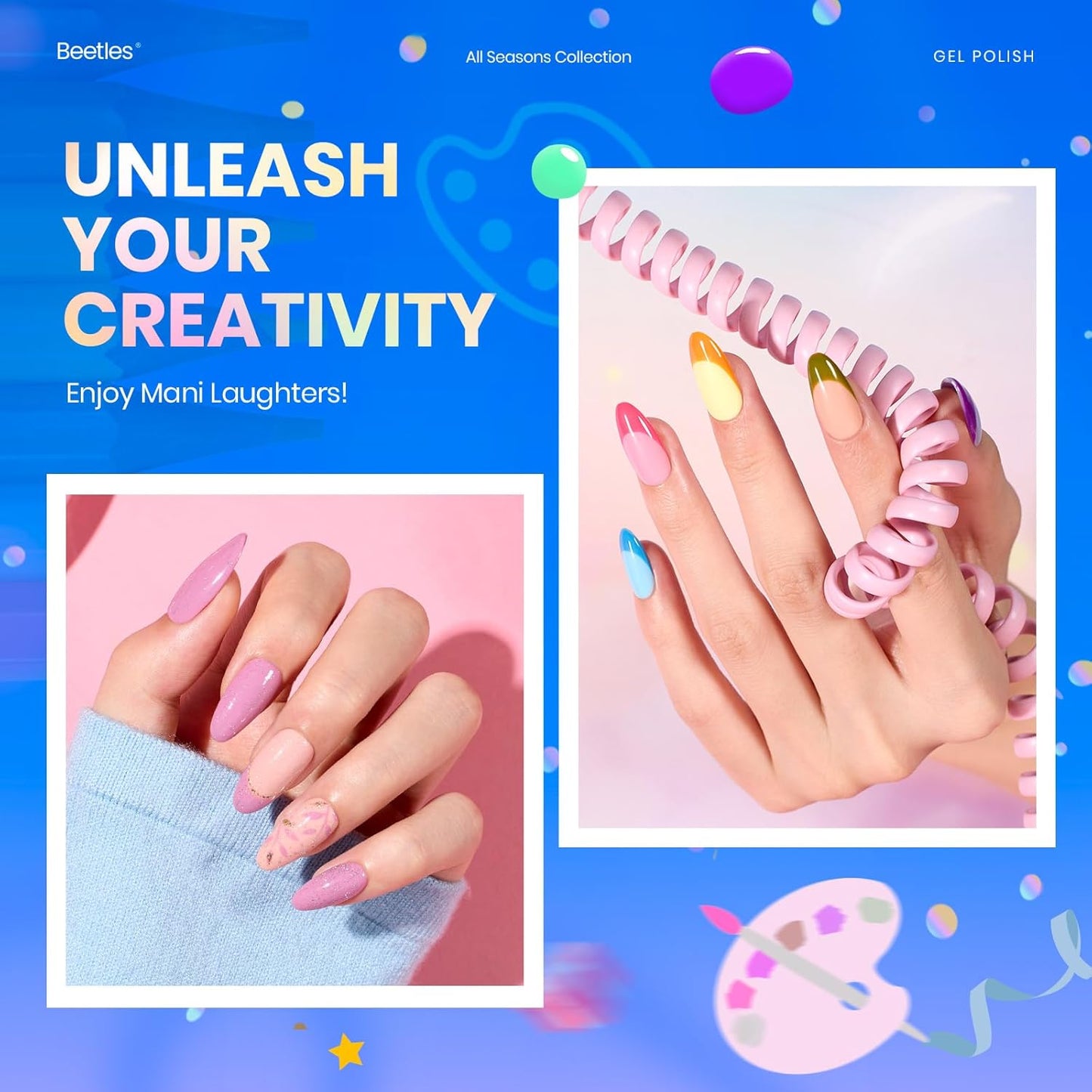 Set Summer Gel Nail Polish Kit Spring Pastel 36 Pcs 32 Colors with Base Top Coat Hot Pink Green Black White Burgundy Red Blue Purple Gifts for Women Fingertip Palette
