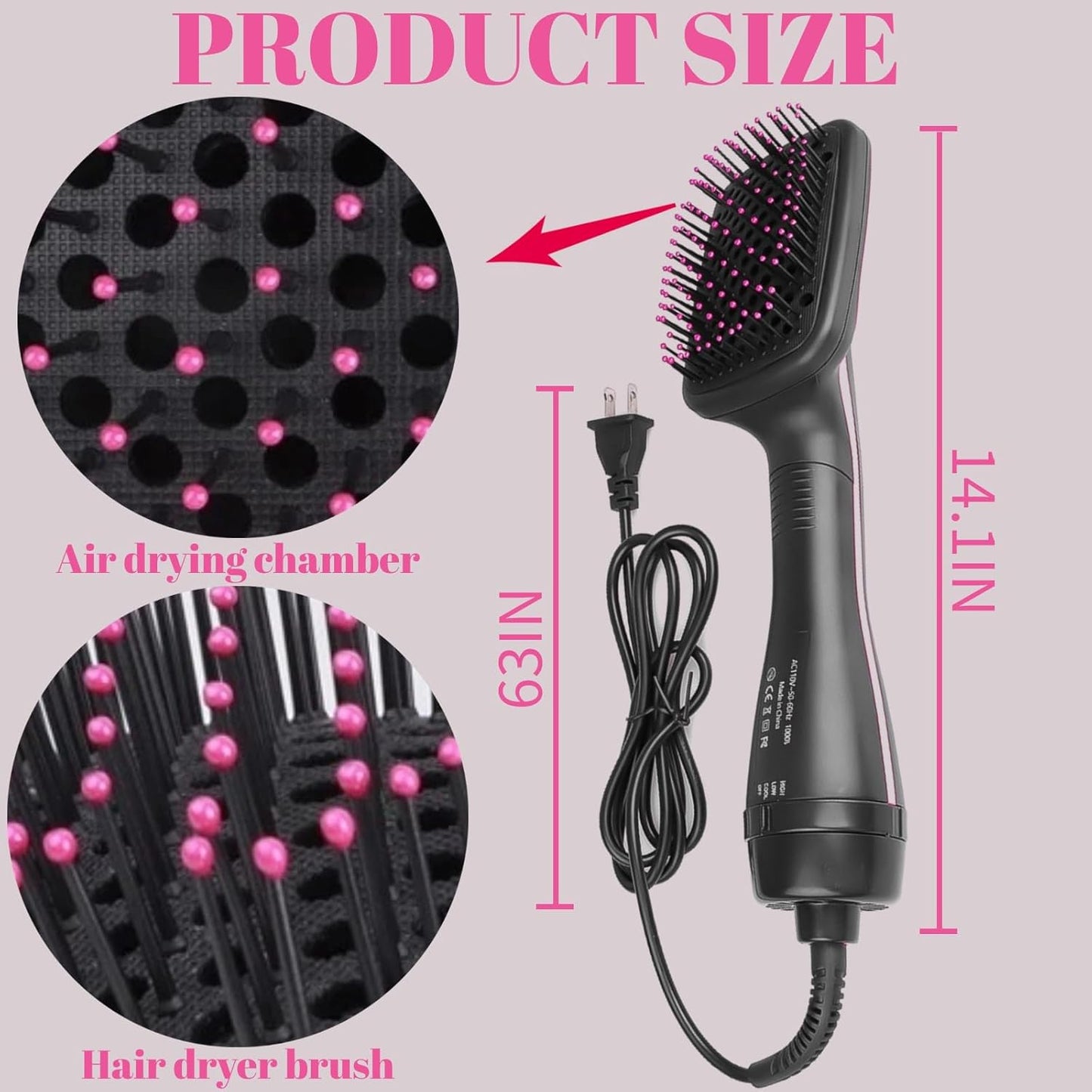 Hair Dryer and Blow Dryer Brush in 1, Negative Ion Hair Dryer Brush, 1Step Ionic Hair Straightener Brush Hair Dryer Hot Air Brush, Hair Styling Tool Straightening Drying Smooth Hair for All Hair Types