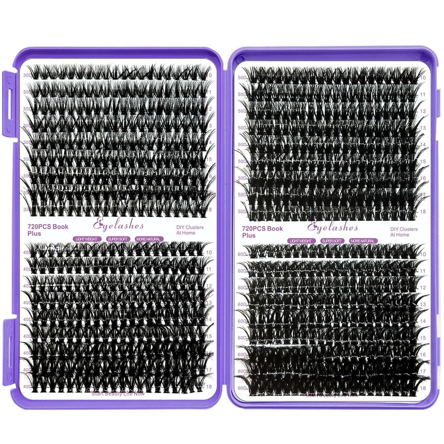 DIY Lash Extension Kit 840Pcs D Curl Individual Lash Clusters Eyelashes Extension Set with Mirror Lash Storage Box Lash Bond&Seal Glue Remover Tweezers Lash Brush Applicator