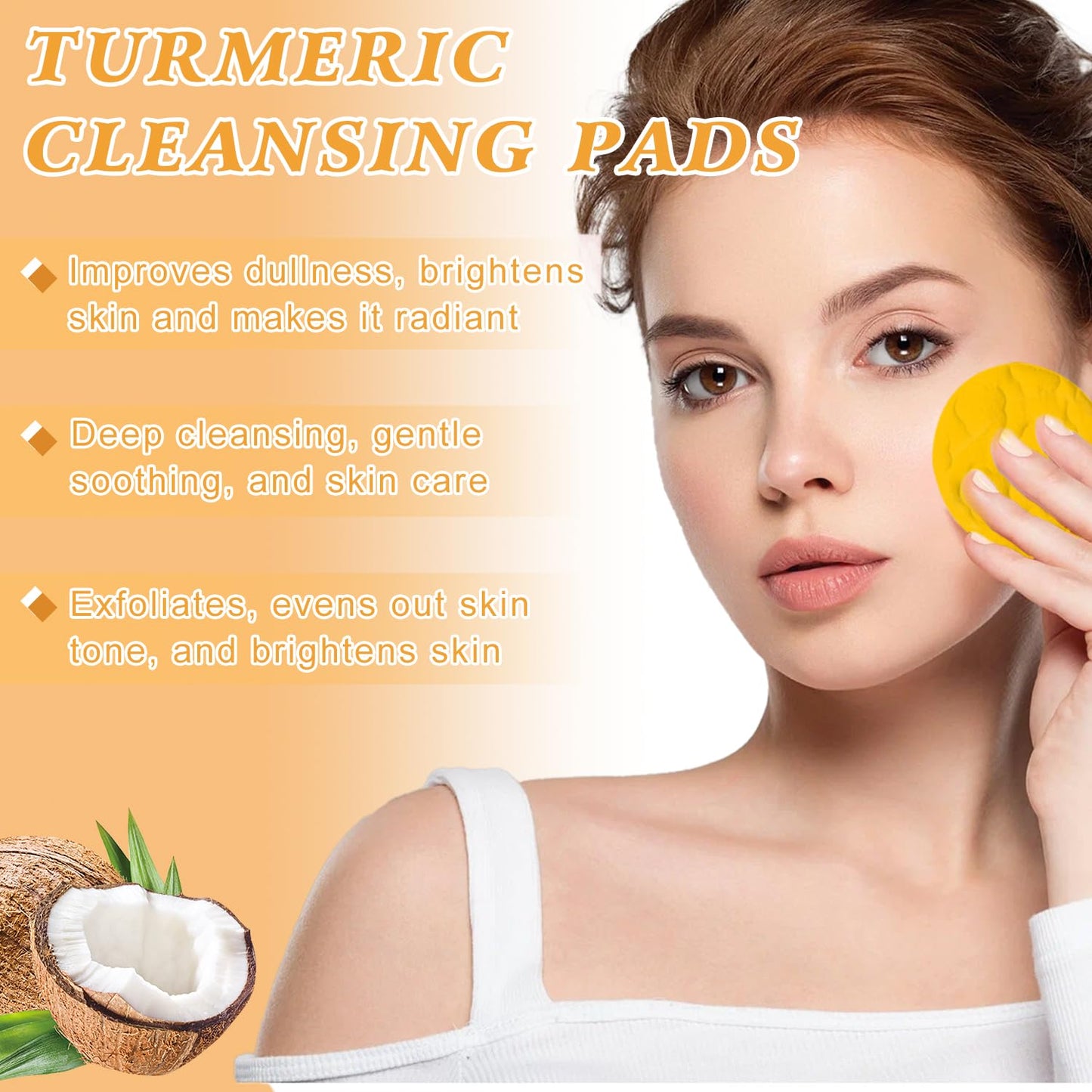 Turmeric Wash and Care Three Piece Set,Tuemeric Facial Cleanser & Turmeric Soap Bar & Turmeric Face Scrub Pads,Turmeric Cleansing Skincare Set,Deep Cleansing(1Set)