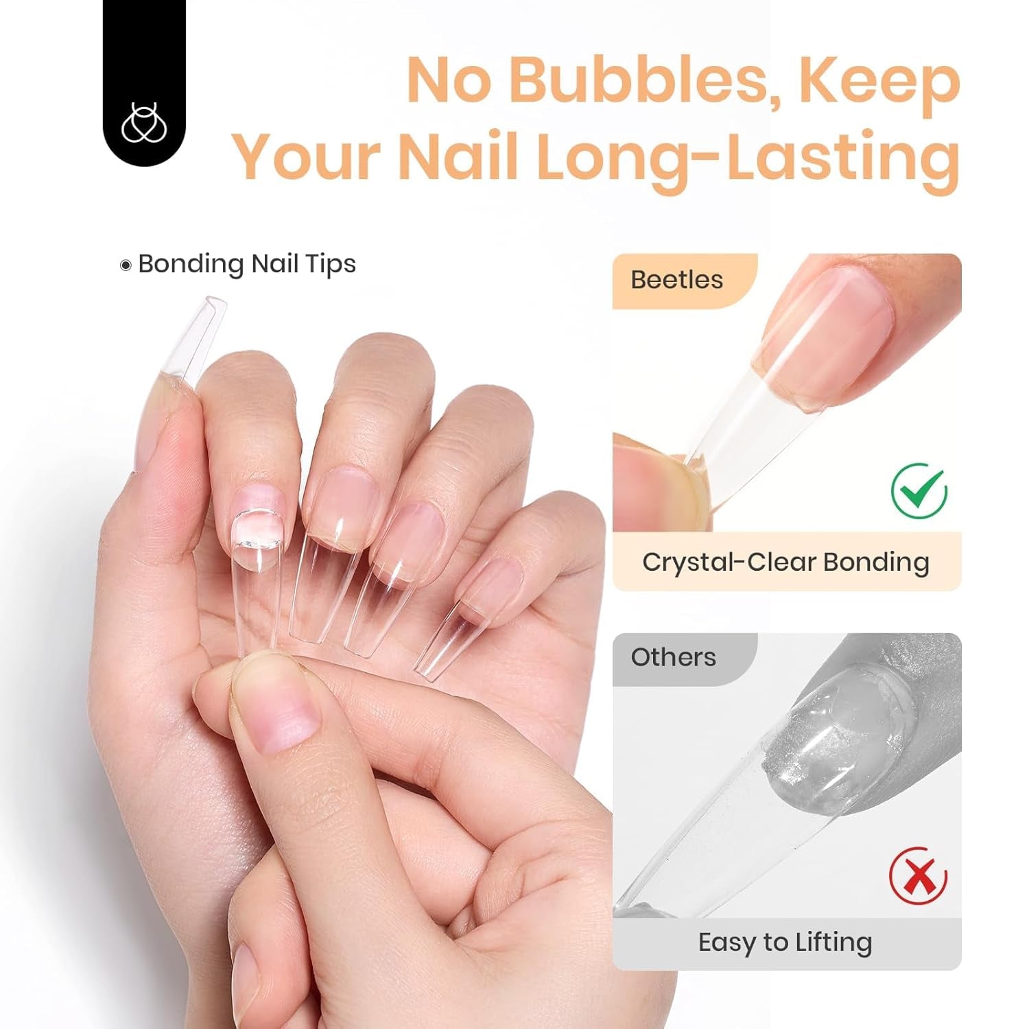 Beetles Nail Glue Gel 2Pcs*20G Tipex Solid Nail Glue Gel, Soft Nail Tips Gel Super Strong for Acrylic Nails Extension Fake Nails