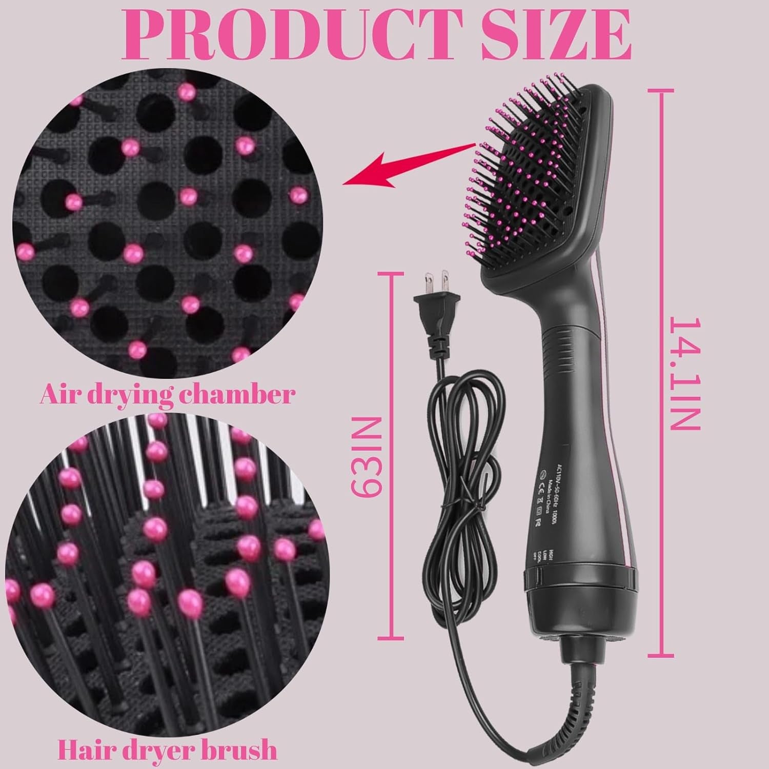 Hair Dryer and Blow Dryer Brush in 1, Negative Ion Hair Dryer Brush, 1Step Ionic Hair Straightener Brush Hair Dryer Hot Air Brush, Hair Styling Tool Straightening Drying Smooth Hair for All Hair Types