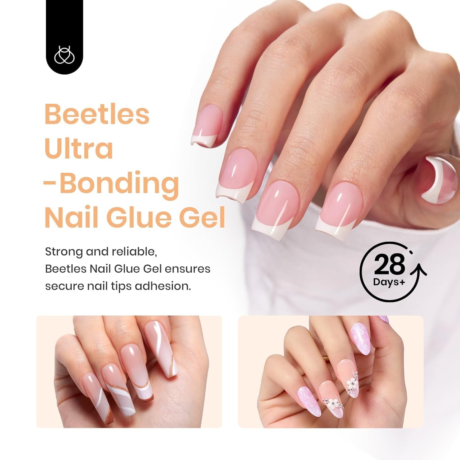 Beetles Nail Glue Gel 2Pcs*20G Tipex Solid Nail Glue Gel, Soft Nail Tips Gel Super Strong for Acrylic Nails Extension Fake Nails